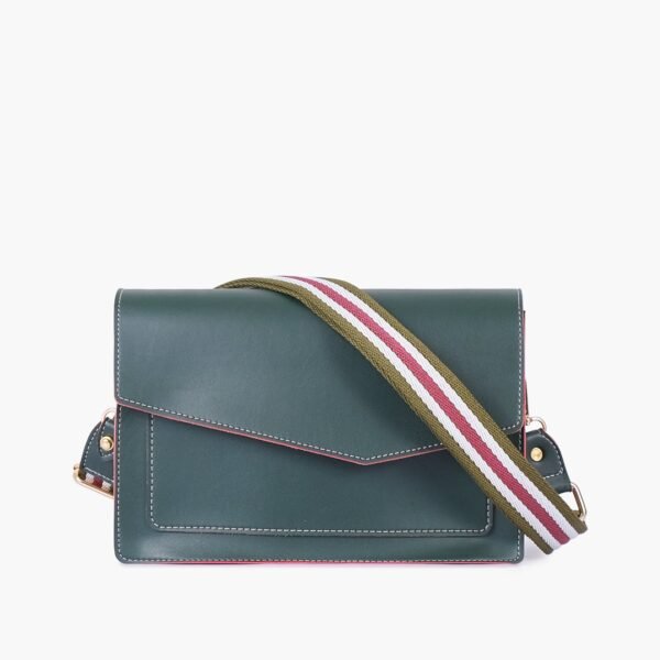 Army green half flap cross-body bag